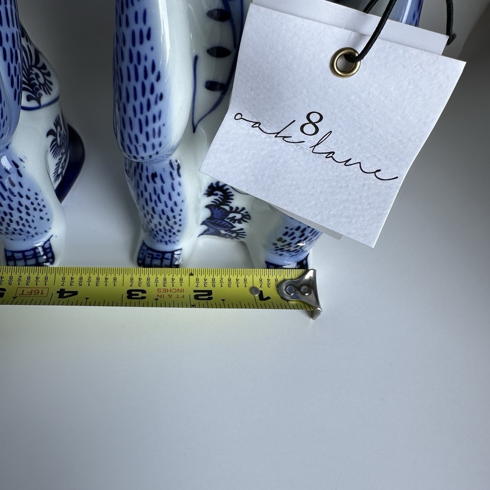 NWT 8 Oak Lane Blue White Porcelain Chinoiserie Monkey Candlestick Set 9 Inch - Picture 11 of 12